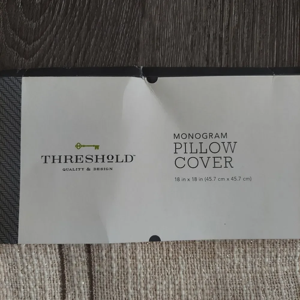 Threshold Monogram Throw Pillow Cover 18